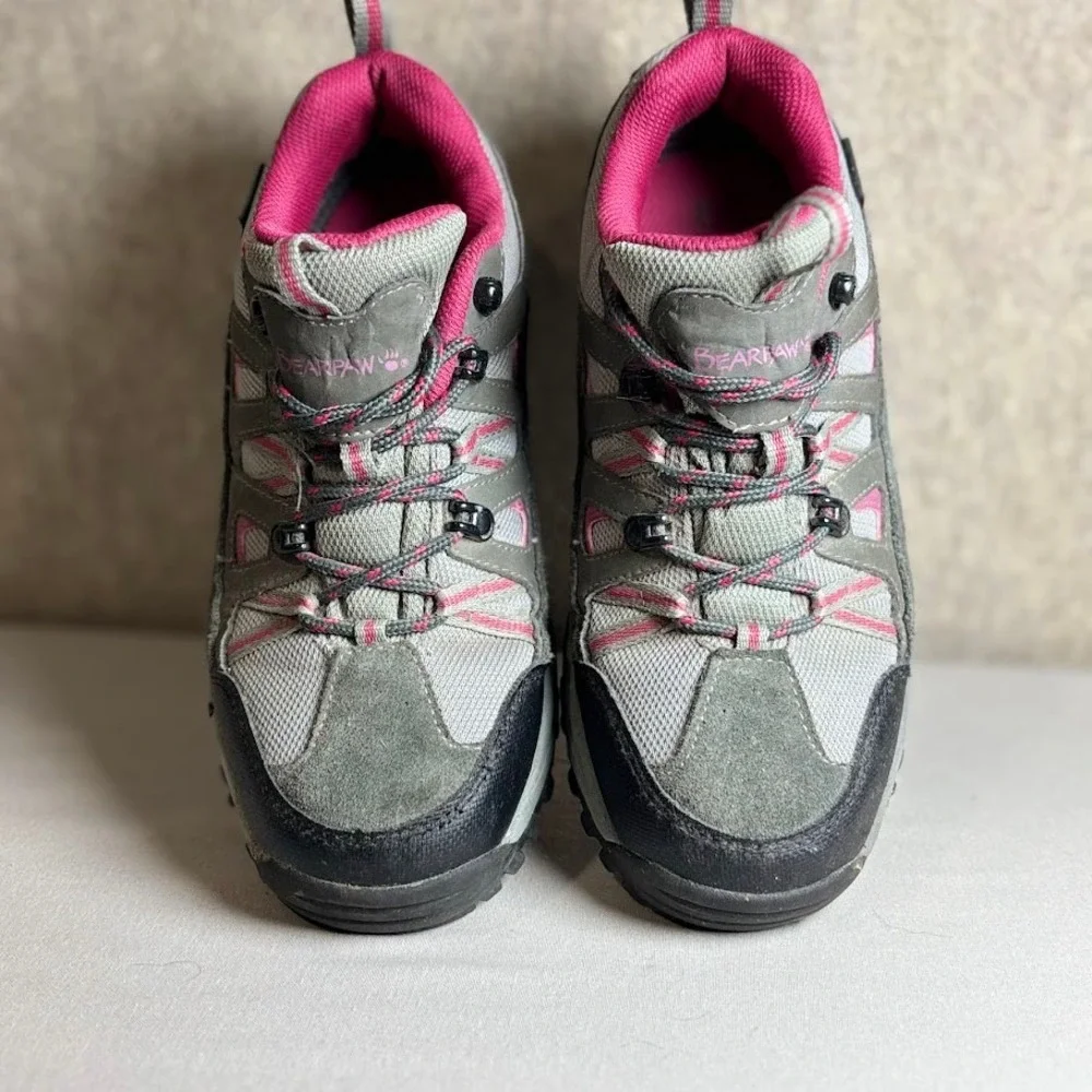 Bearpaw Hiking Shoes Wmns 8.5 Grey Pink Suede Mesh Trail Sneakers Outdoor Sport